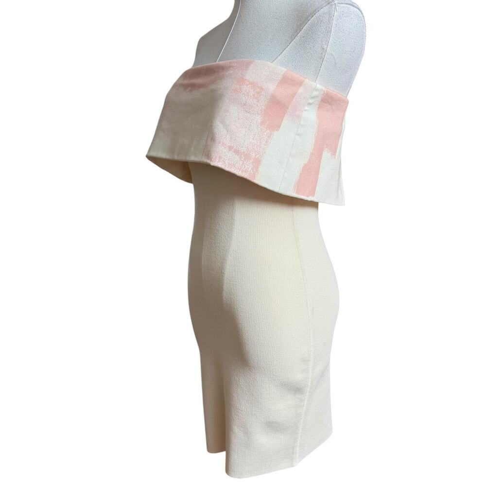 Alexis Nava Mini Strapless Knit Dress Pink Brushstroke Ivory Ombre Bodycon XS - Picture 5 of 9